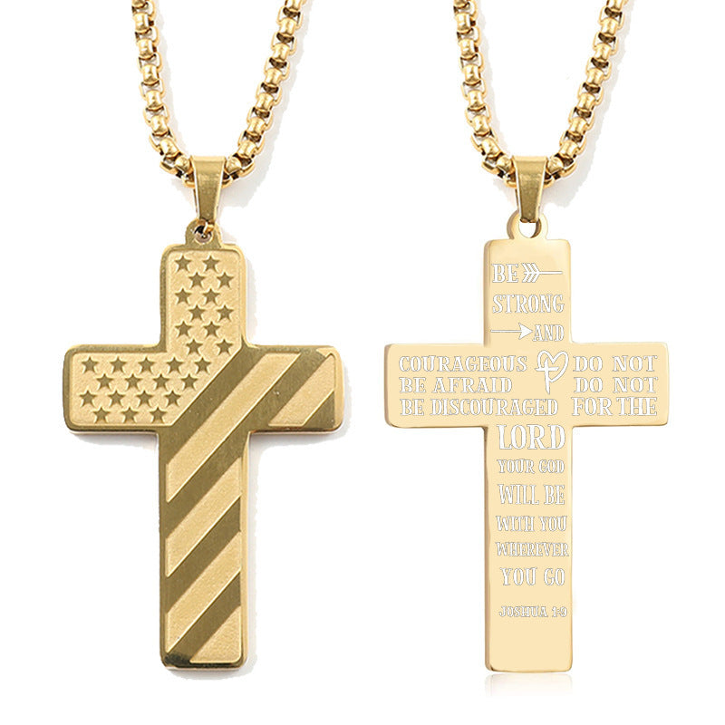 Flag Pattern Cross Pendant Necklace view 8