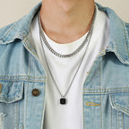 Square Pendant Box Chain Necklace view 8