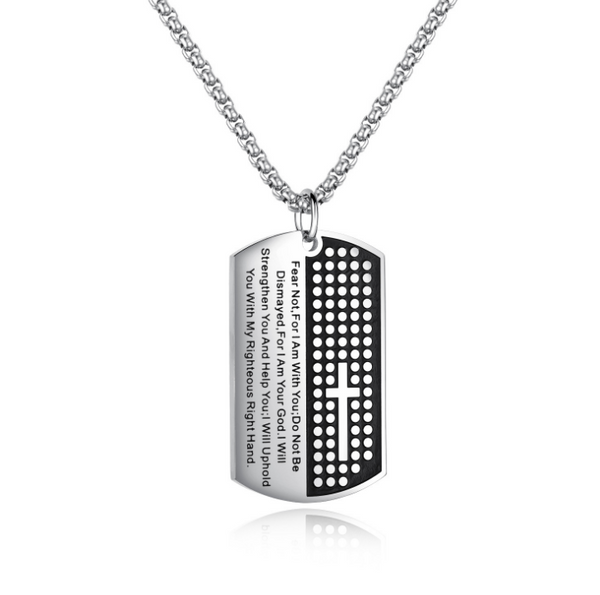 Dog Tag Cross Pendant Necklace view 3