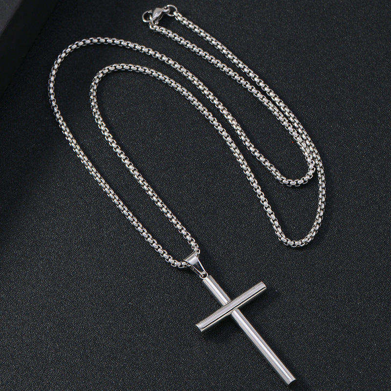 Cylindrical Cross Pendant Necklace