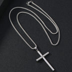 Cylindrical Cross Pendant Necklace view 3