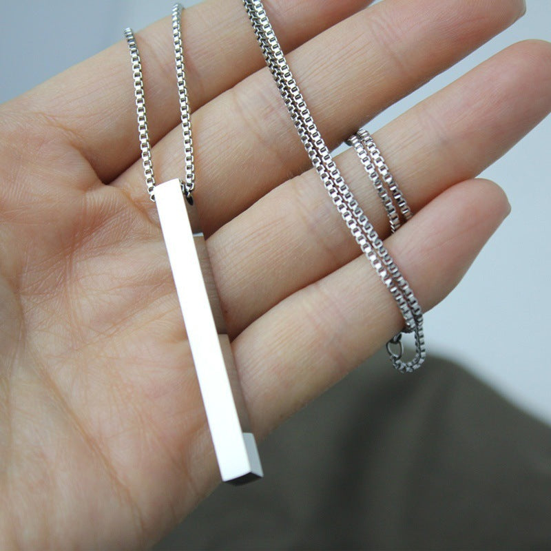 Titanium Steel Box Chain with Bar Pendant view 3