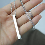 Titanium Steel Box Chain with Bar Pendant view 3
