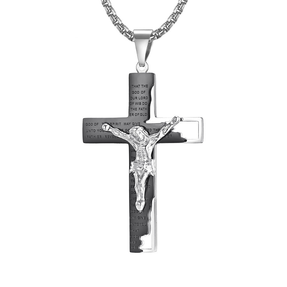 Crucifix Pendant Necklace in Titanium Steel view 5