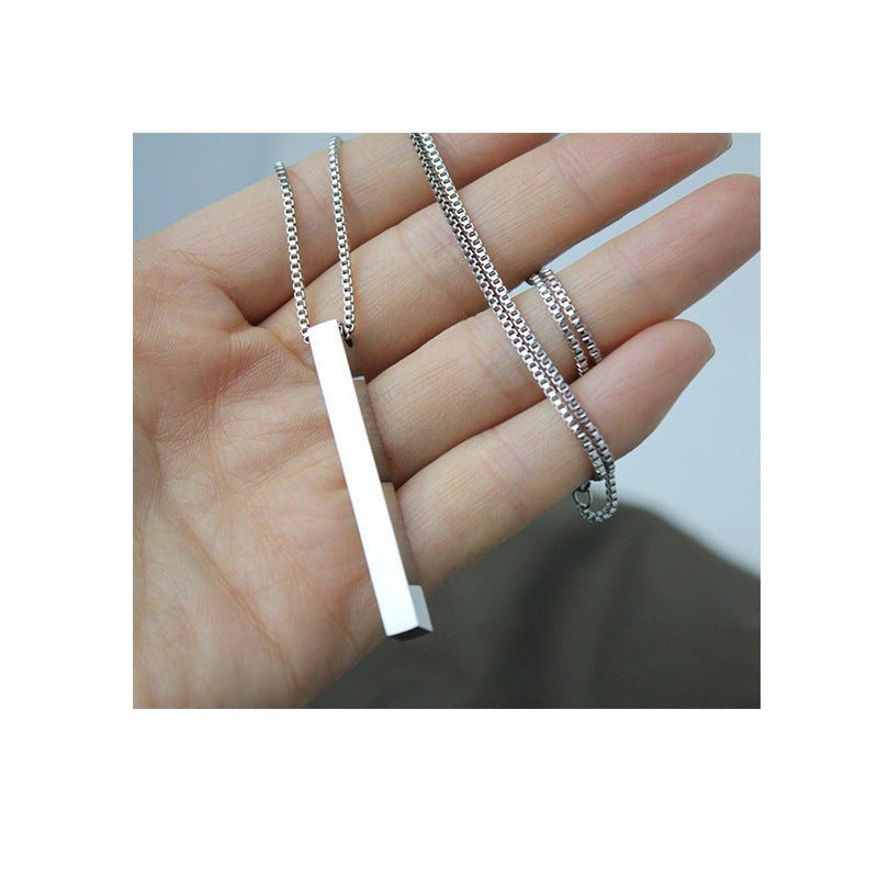 Titanium Steel Box Chain with Bar Pendant