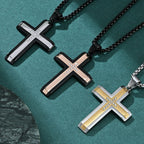 Two-Tone Inlaid Cross Pendant Necklace view 11