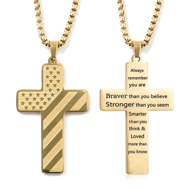 Flag Pattern Cross Pendant Necklace view 11