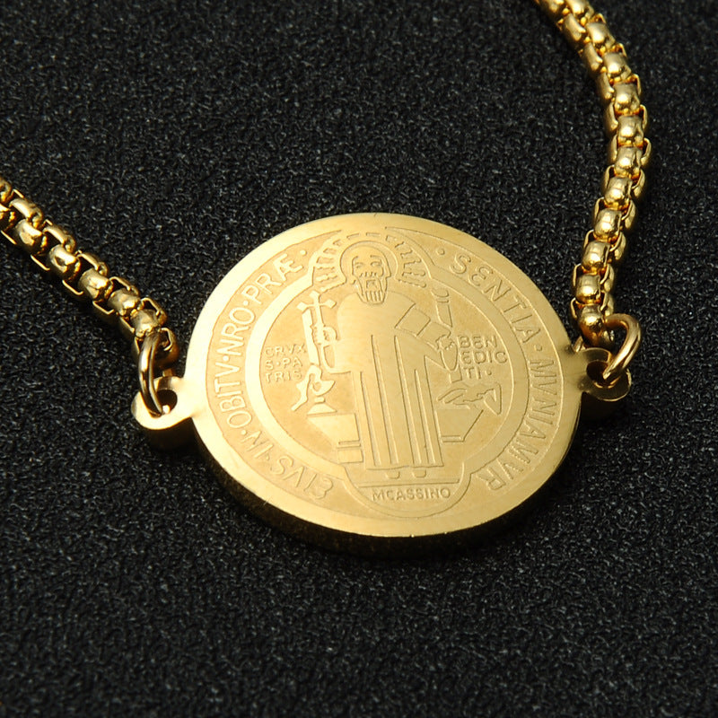 Saint Benedict Medallion Box Chain Bracelet view 2