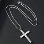 Cylindrical Cross Pendant Necklace view 7