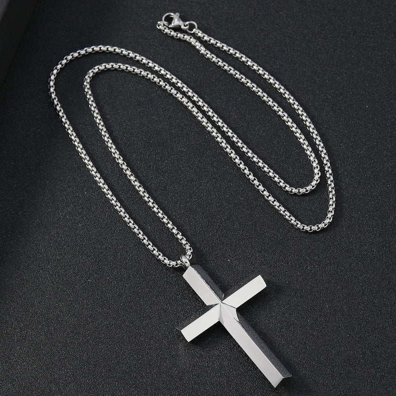 Cylindrical Cross Pendant Necklace view 7