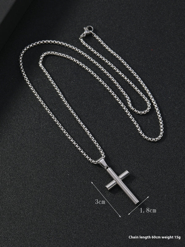 Cylindrical Cross Pendant Necklace