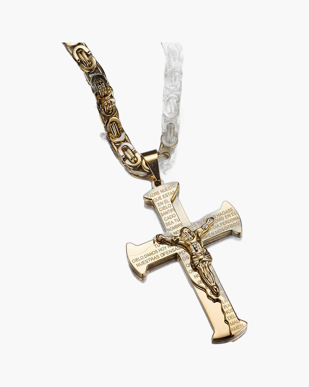 Titanium Steel Byzantine Chain with Crucifix Pendant view 2