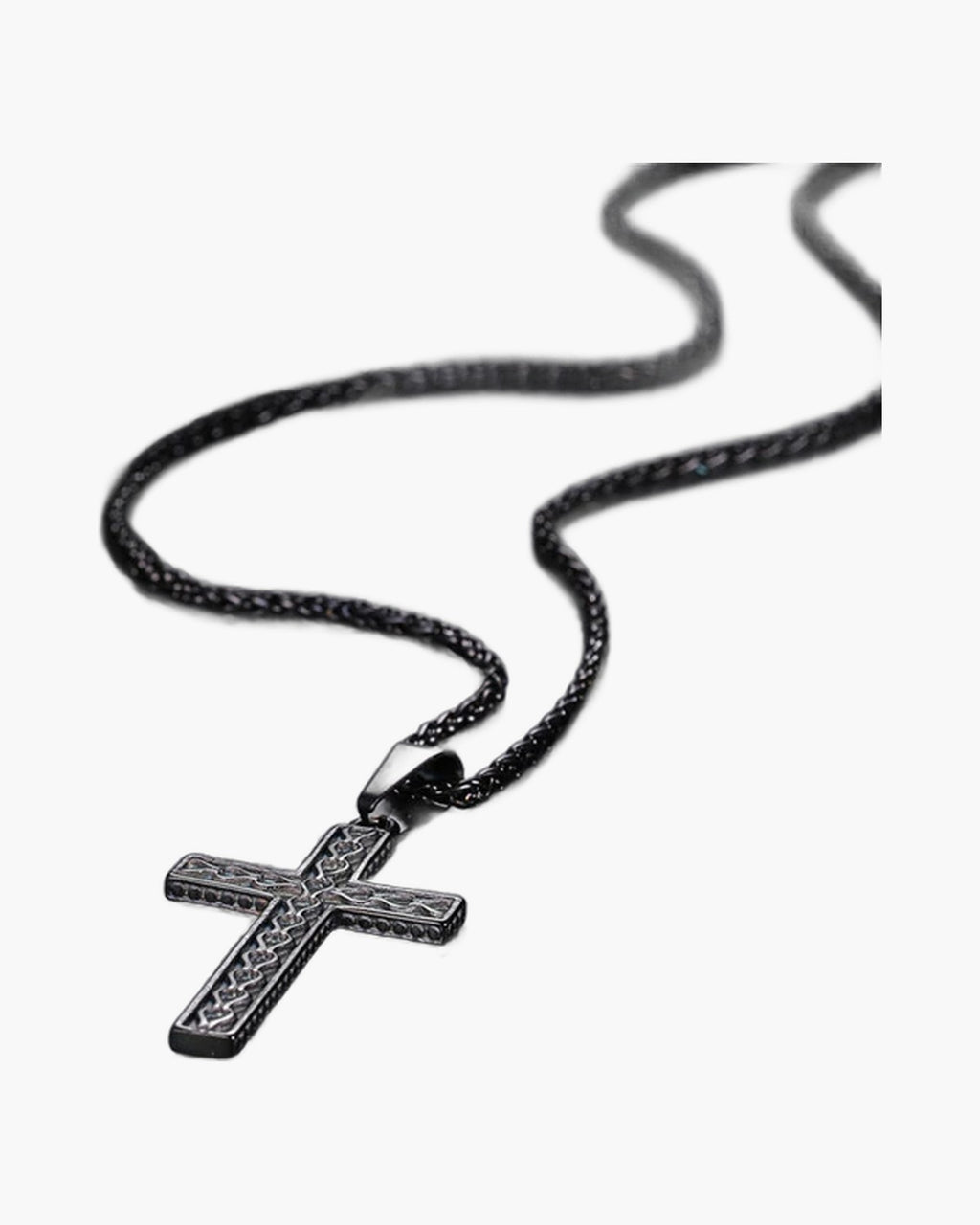 Textured Cross Pendant Necklace view 2
