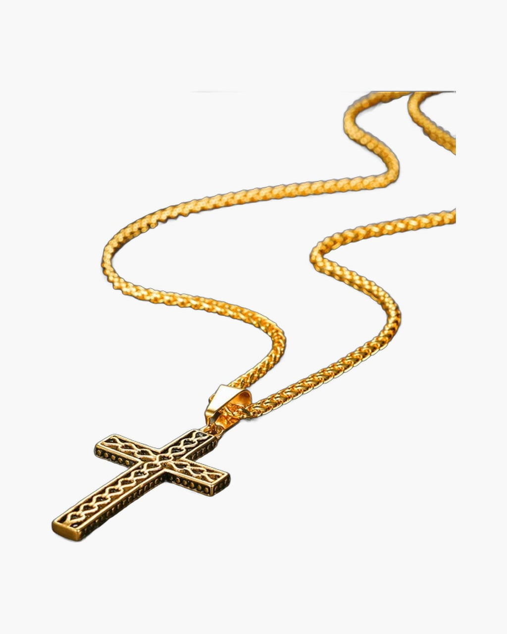 Textured Cross Pendant Necklace view 3
