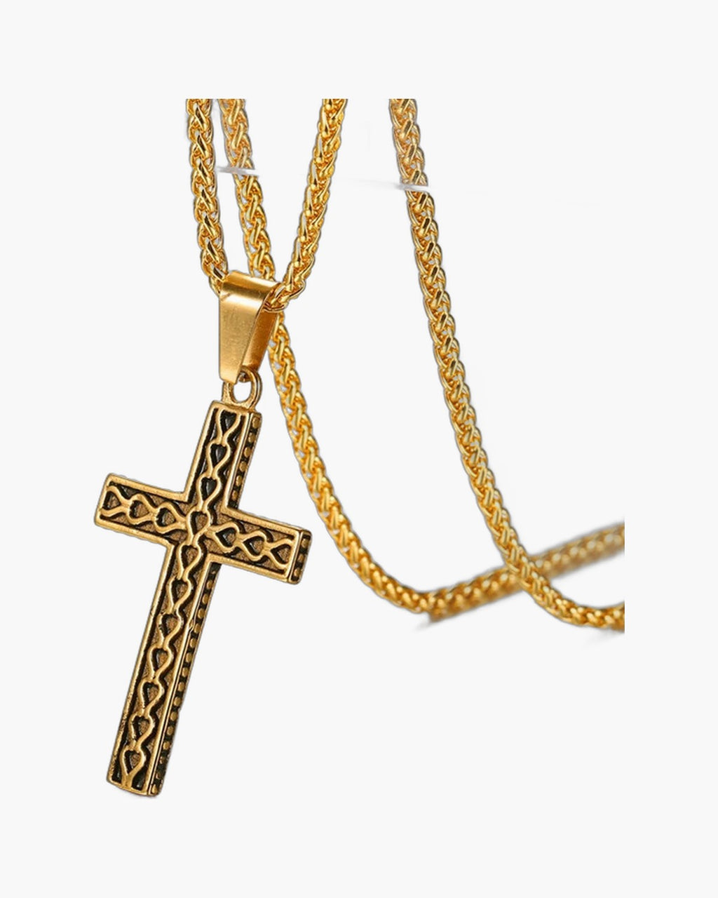 Textured Cross Pendant Necklace view 6