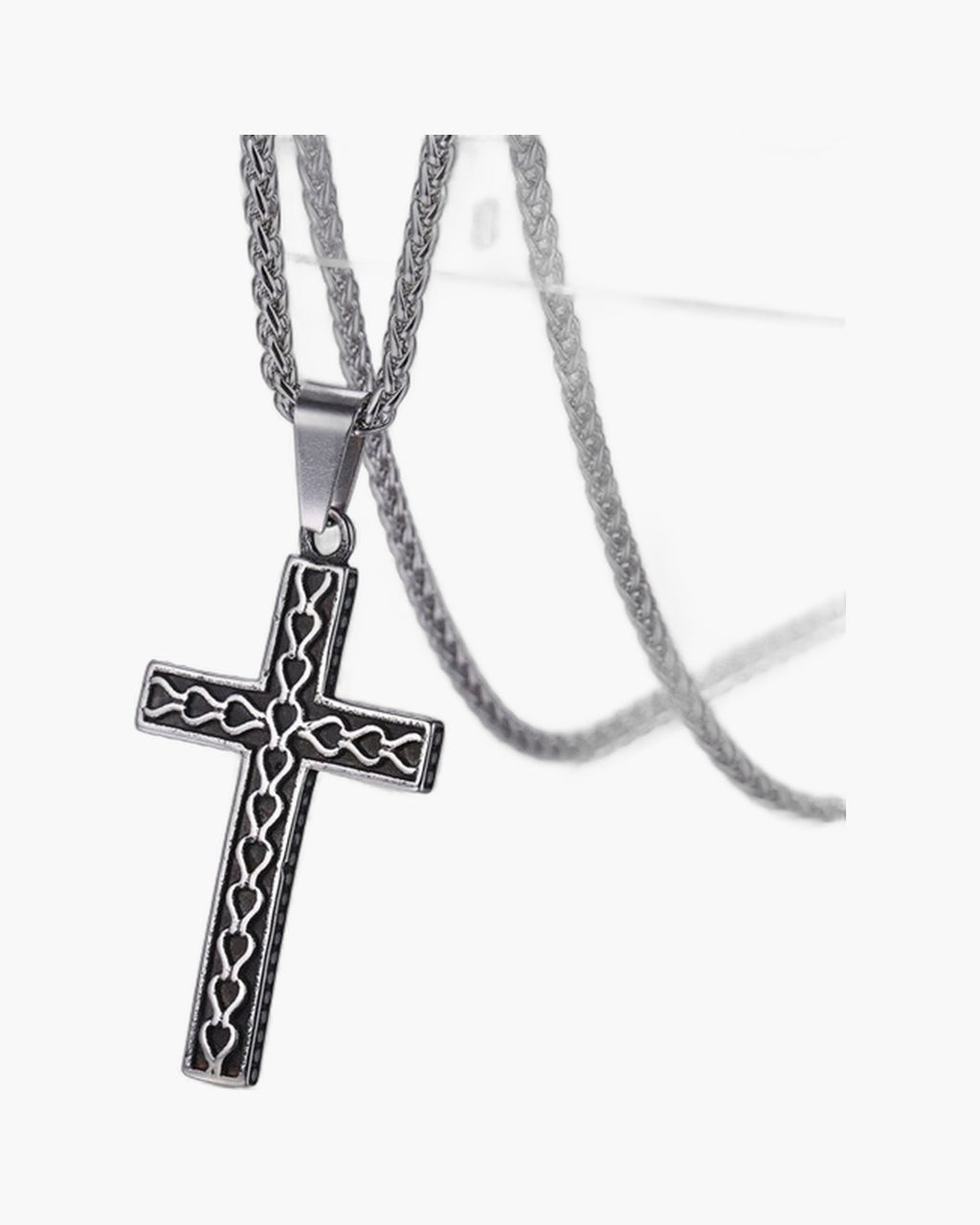 Textured Cross Pendant Necklace view 7
