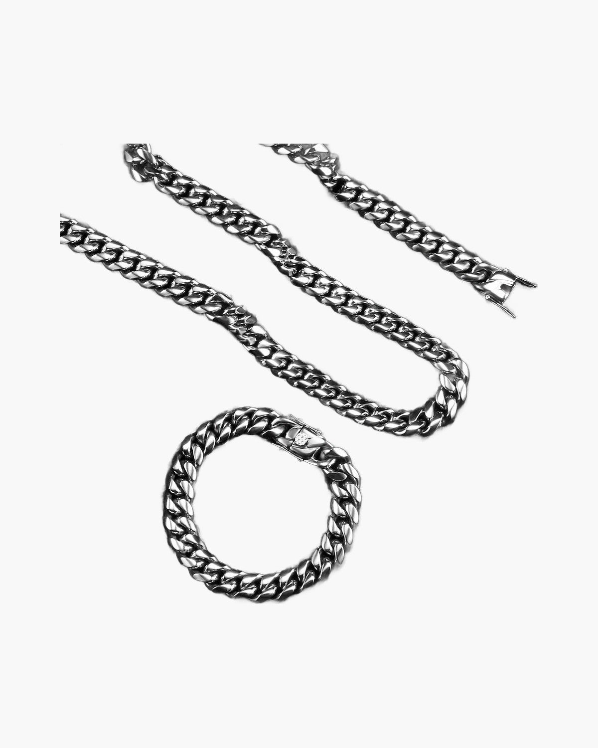 Cuban Link Chain and Bracelet Set view 4
