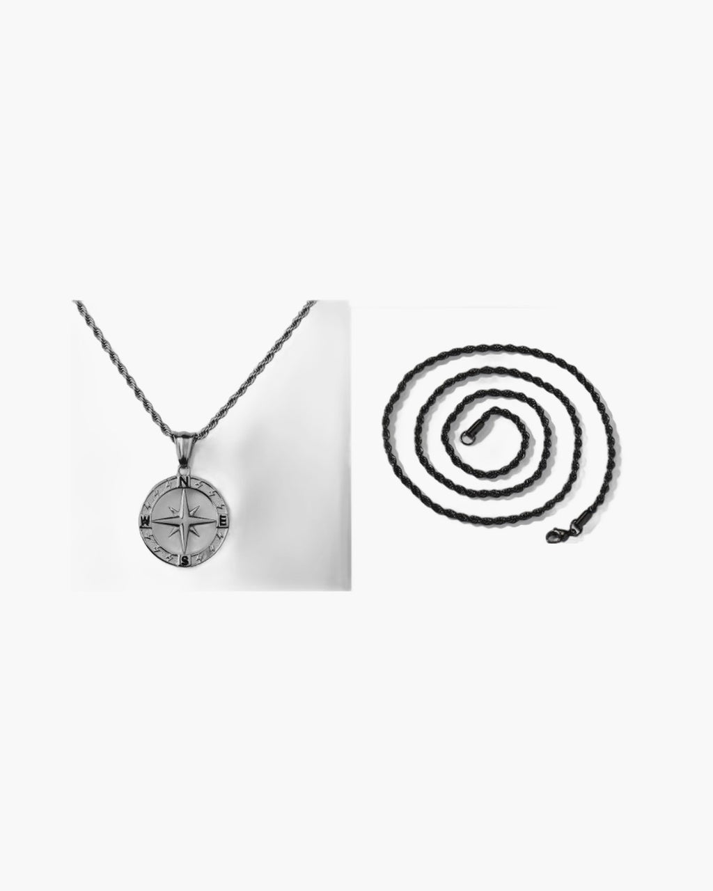 Compass Pendant Rope Chain Necklace view 4