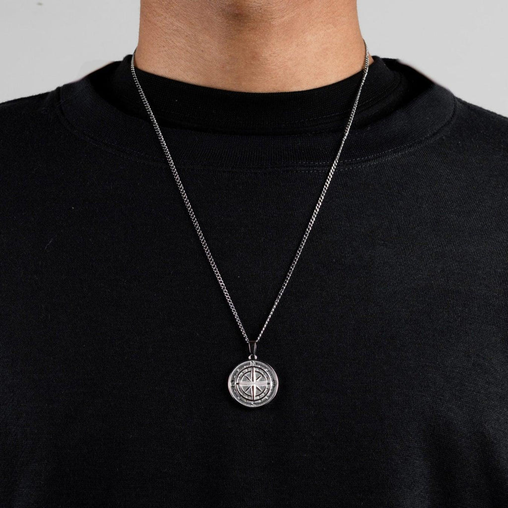 Compass Pendant Rope Chain Necklace view 11