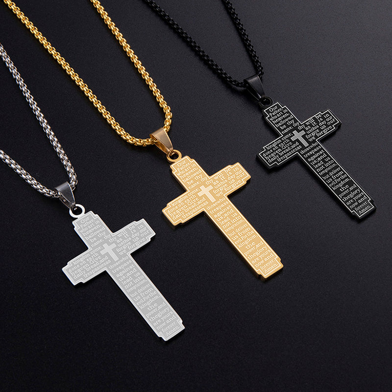 Lord's Prayer Cross Pendant Necklace view 6