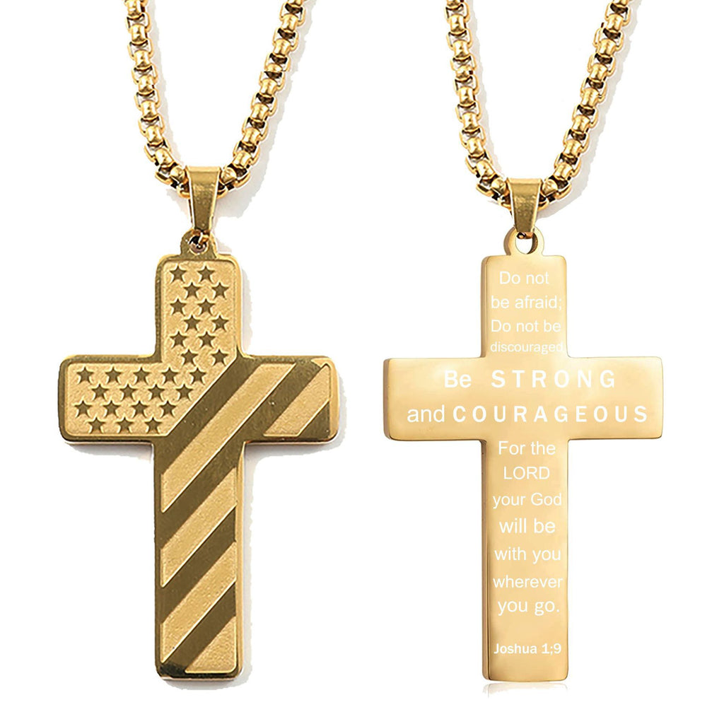 Flag Pattern Cross Pendant Necklace view 9