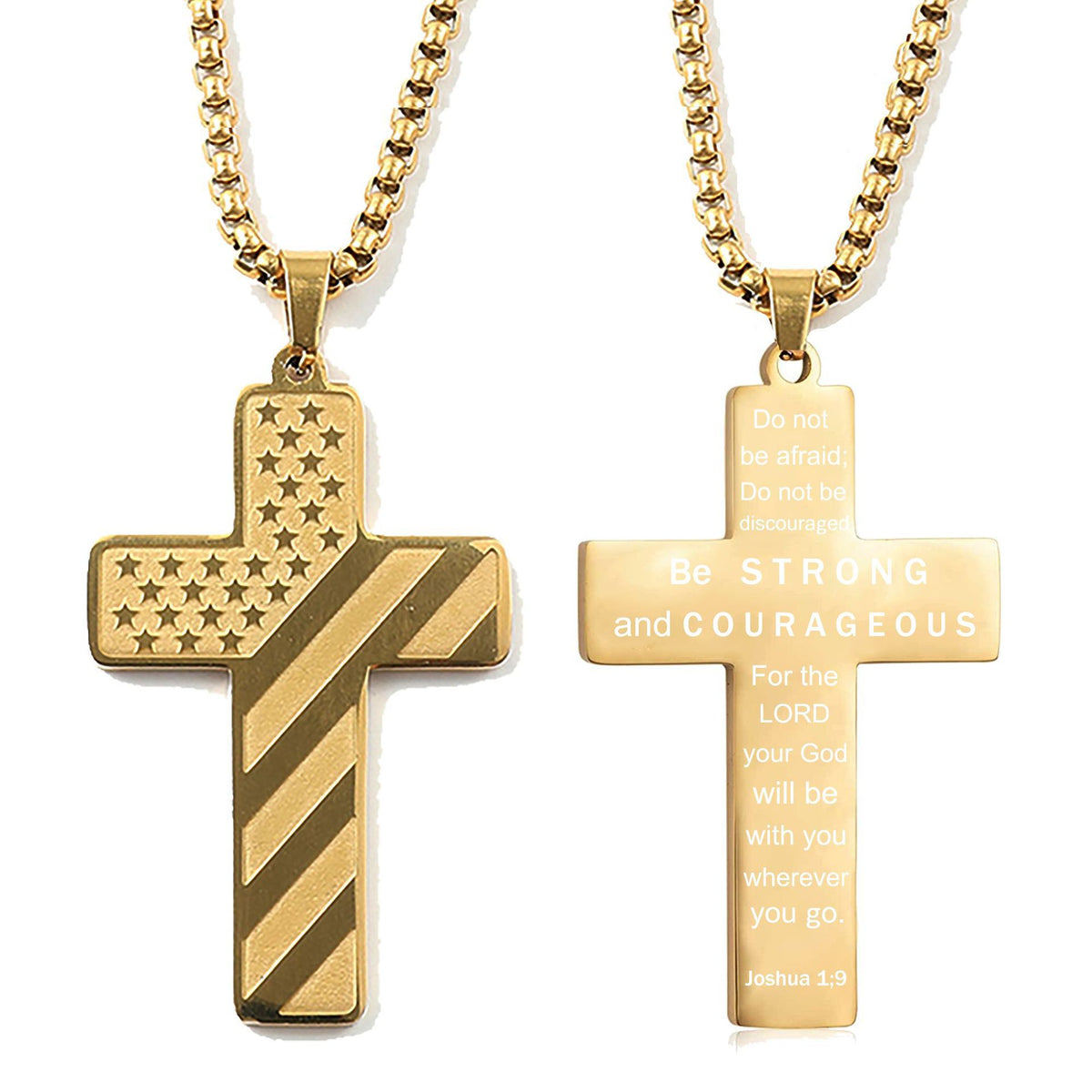 Flag Pattern Cross Pendant Necklace view 9