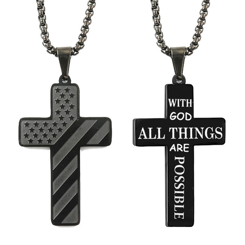 Flag Pattern Cross Pendant Necklace view 25