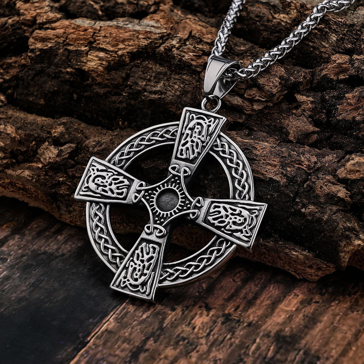 Celtic Knot Cross Pendant Necklace view 2