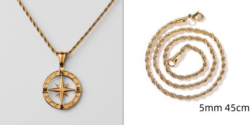Compass Pendant Rope Chain Necklace view 16