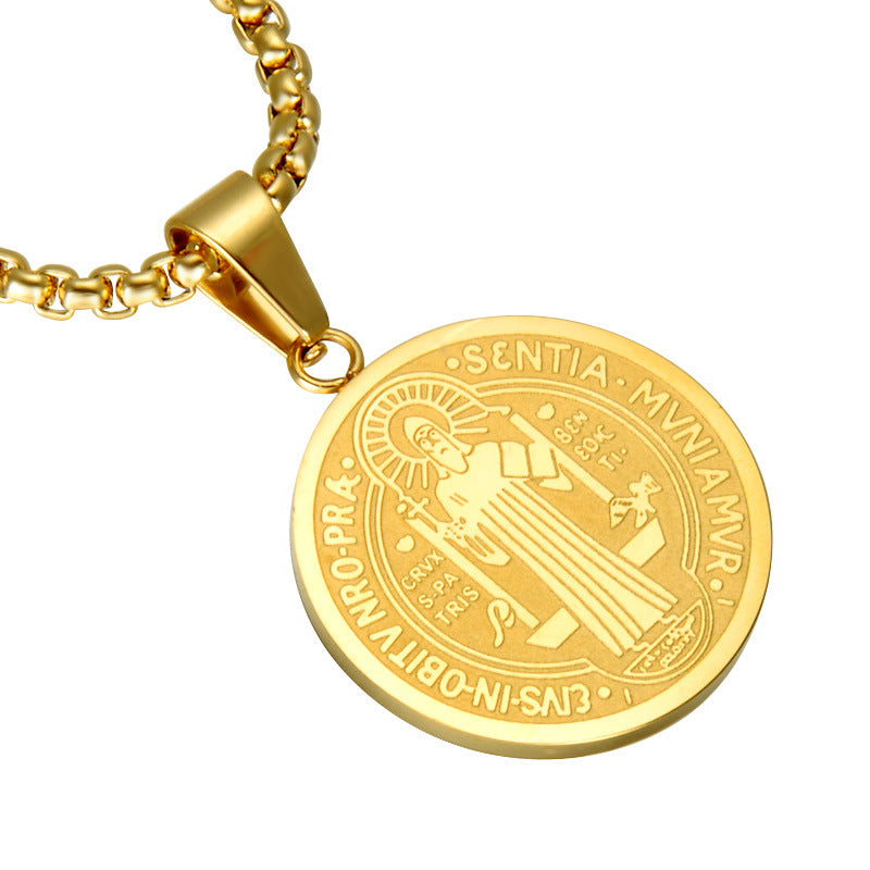 Saint Benedict Medallion Box Chain Necklace view 4