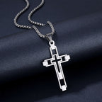 Hollow Double Cross Pendant Necklace