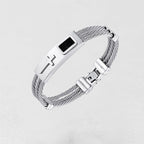 Cross Inlay Titanium Steel Bracelet view 3