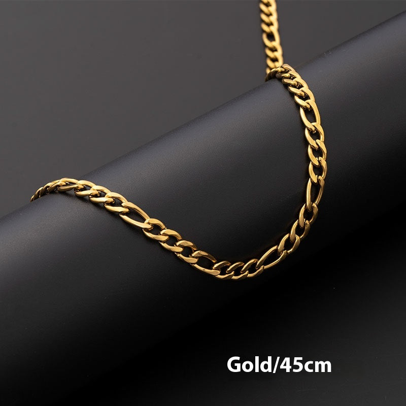 Figaro Chain Necklace in Stainless Steel view 3