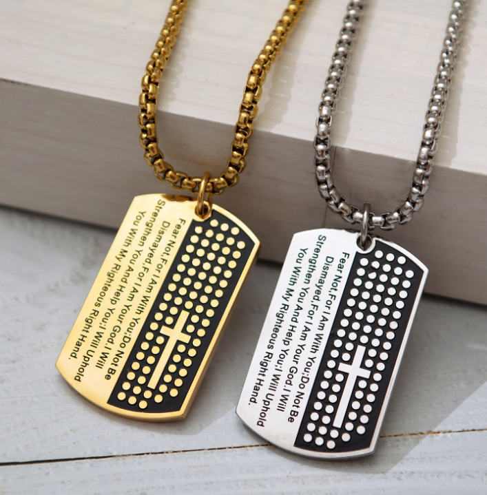 Dog Tag Cross Pendant Necklace view 2