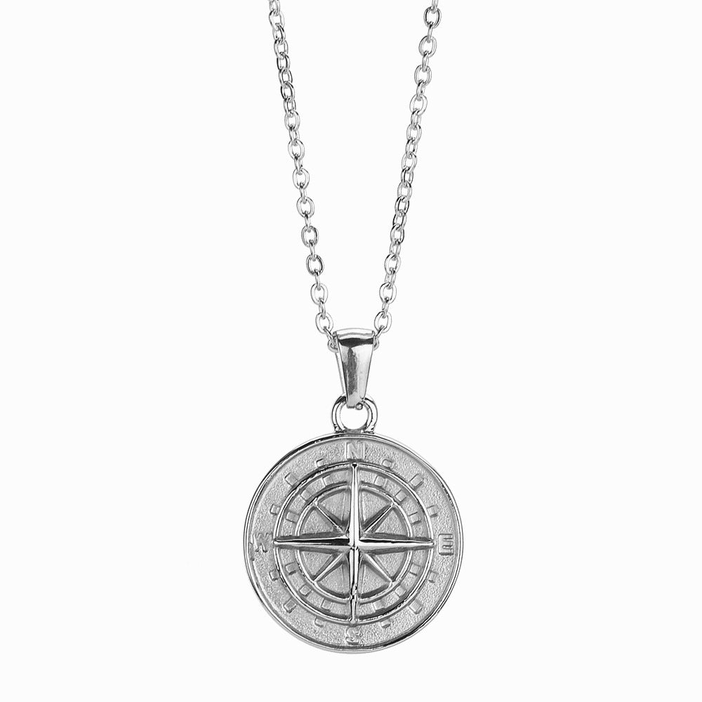 Compass Pendant Rope Chain Necklace view 9