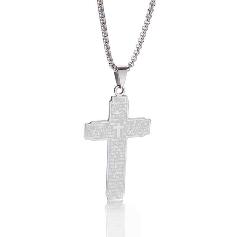 Lord's Prayer Cross Pendant Necklace
