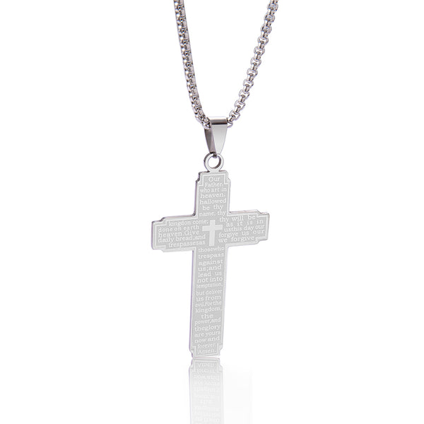 Lord's Prayer Cross Pendant Necklace