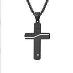 Two-Tone Inlaid Cross Pendant Necklace