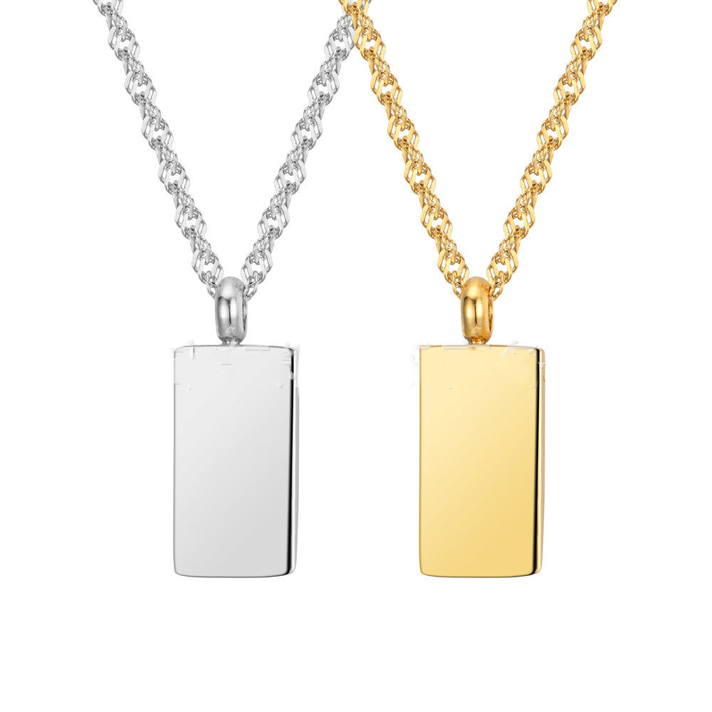 Rectangular Bar Pendant Necklace view 2