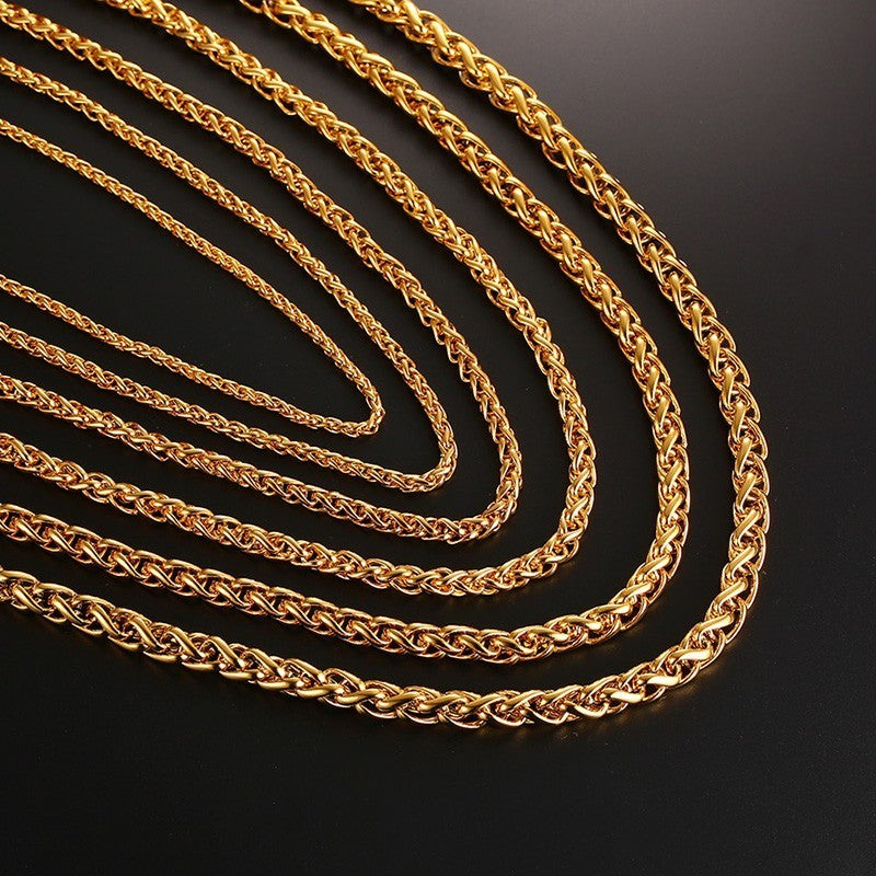 Titanium Steel Wheat Chain Necklace view 3