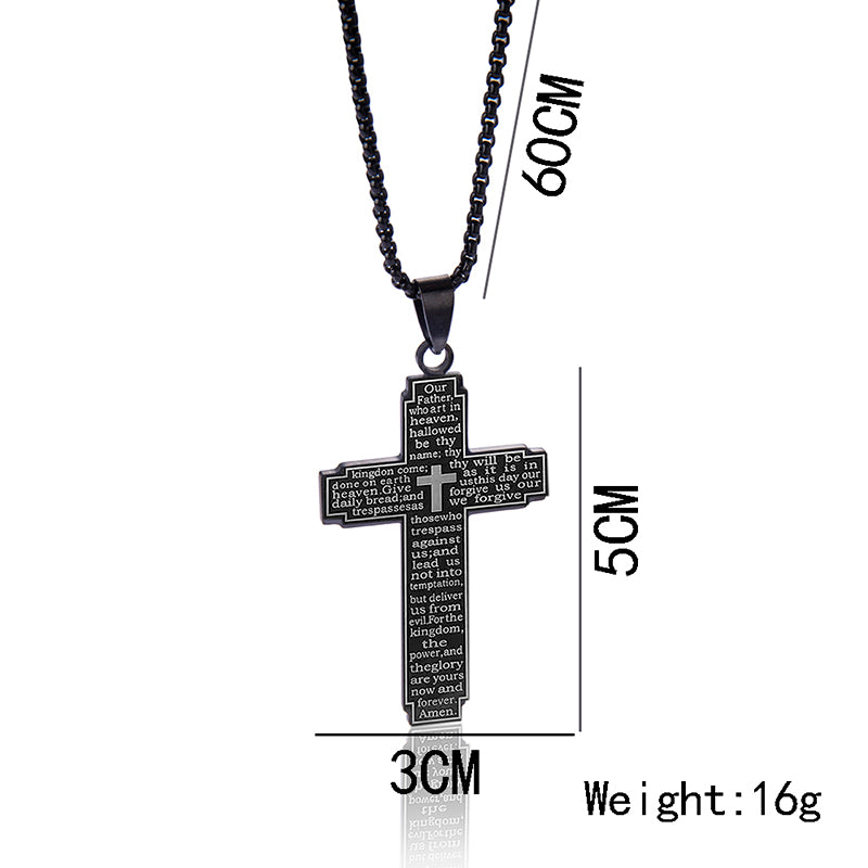 Lord's Prayer Cross Pendant Necklace view 8