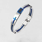 Cross Inlay Titanium Steel Bracelet view 4