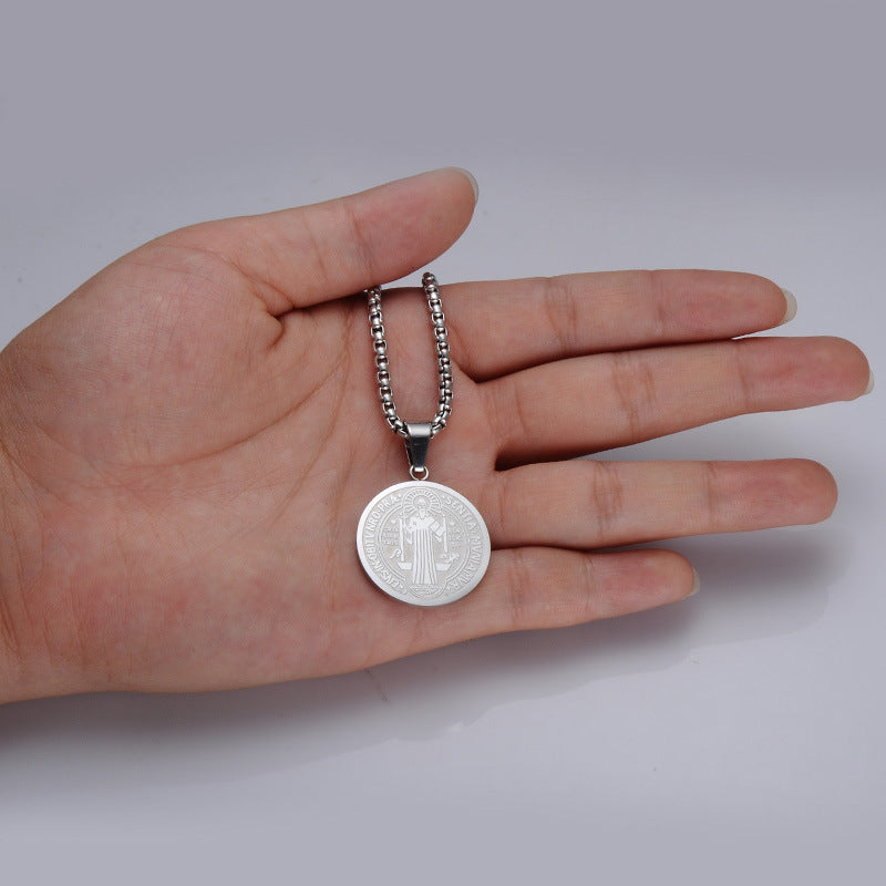 Saint Benedict Medallion Box Chain Necklace view 2
