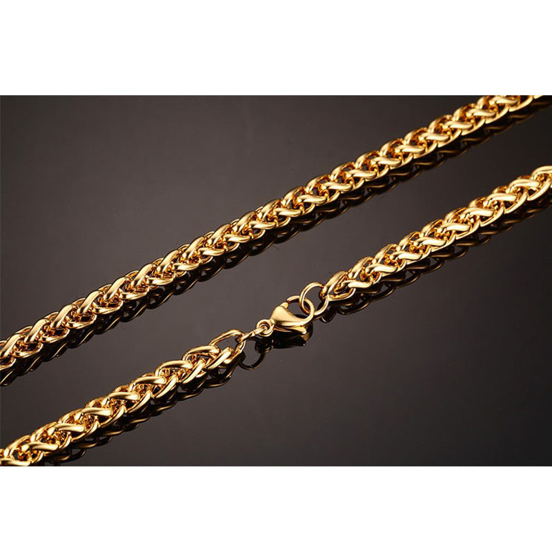 Titanium Steel Wheat Chain Necklace view 5