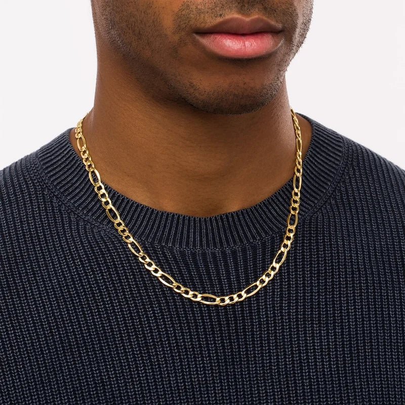 Gold Figaro Chain Necklace in Multiple Widths
