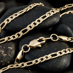 Gold Figaro Chain Necklace in Multiple Widths