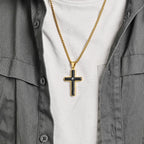 Carbon Fiber & Star Cross Pendant Necklace
