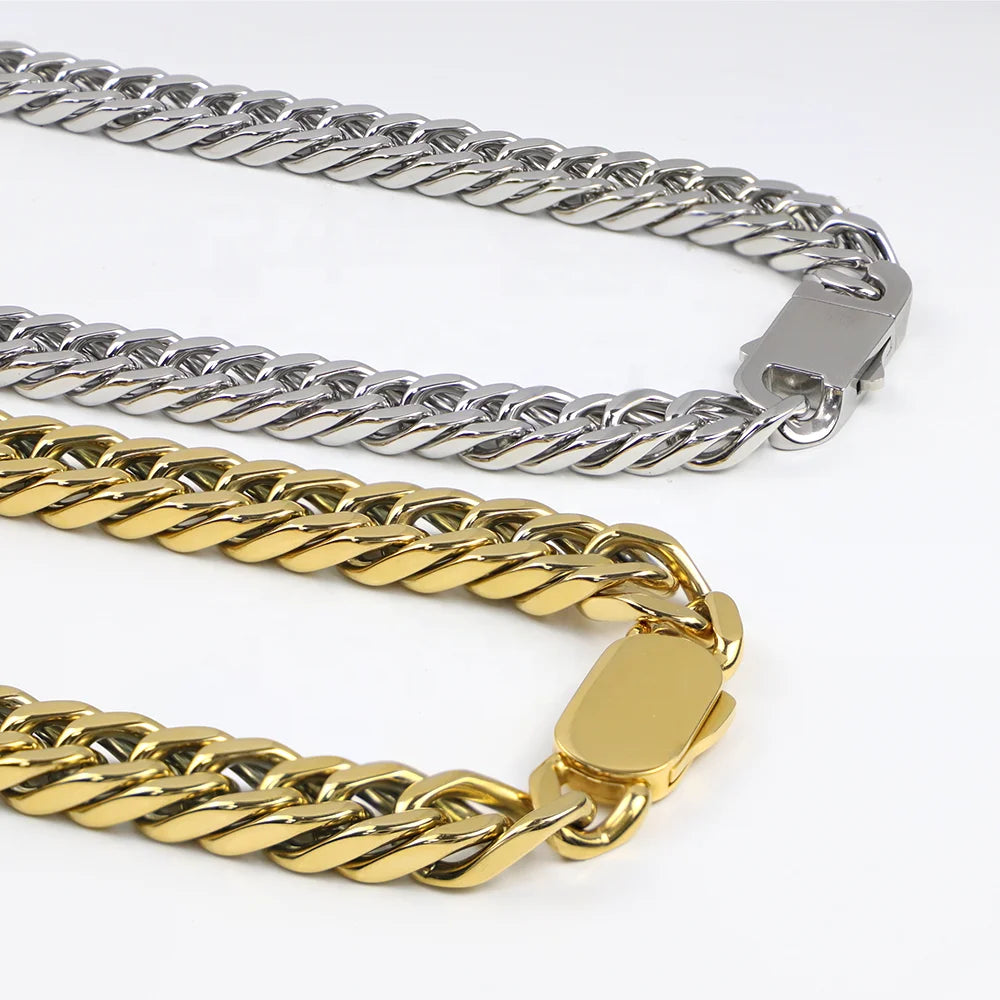 12mm Gold Curb Link Necklace & Bracelet Set
