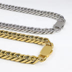 12mm Gold Curb Link Necklace & Bracelet Set