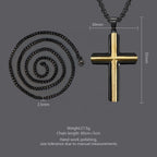 Black & Gold Two-Tone Cross Pendant Necklace